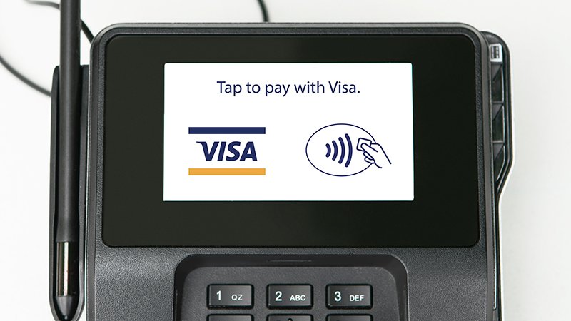 An image of a Visa tap-to-pay terminal.